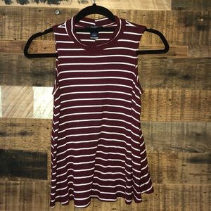 Maroon and White Striped Tank- Small